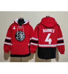Men Toronto Raptors 4 Scottie Barnes Red Black Lace Up Pullover Hoodie Men Toronto Raptors 4 Scottie Barnes Red Black Lace Up Pullover Hoodie