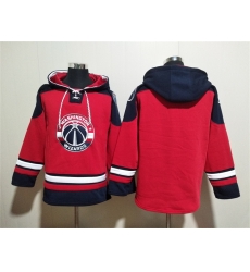 Men Washington Wizards Blank Red Navy Lace Up Pullover Hoodie