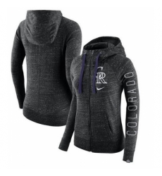 MLB Colorado Rockies Nike Women Vintage Full Zip Hoodie Heather Black
