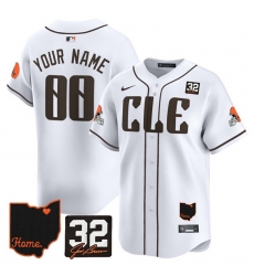 Men Cleveland Browns ACTIVE PLAYER Custom White 2025 Jim Brown Memorial   Home Patch Vapor Limited Stitched Jersey