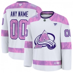 Men Women Youth Colorado Avalanche Fanatics 2024 Hockey Fights Cancer Custom Practice Jersey White