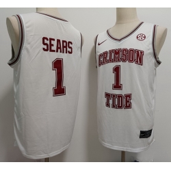 Men Alabama Crimson Tide #1 Mark Sears White Throwback Stitched Basketball NCAA Jersey