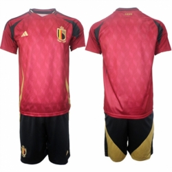 Men Belgium National Team Blank Red 2024 25 Home Soccer Jersey Suit