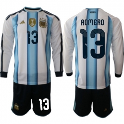 Argentina 2026 FIFA World Cup Soccer Jersey White LONG #13 ROMERO