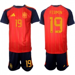 Spain 2026 FIFA World Cup Soccer Jersey Red #19 FERMIN