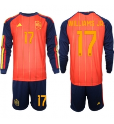 Spain 2026 FIFA World Cup Soccer Jersey Red LONG #17 WILLIAMS JR Spain 2026 FIFA World Cup Soccer Jersey Red LONG #17 WILLIAMS JR