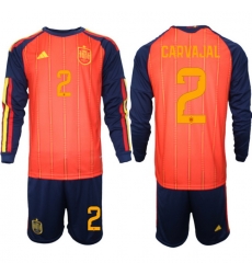 Spain 2026 FIFA World Cup Soccer Jersey Red LONG #2 CARVAJAL