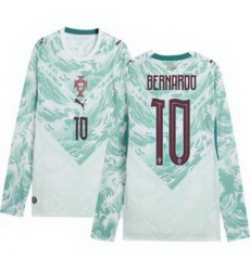 Men 10 Portugal Replica Bernardo Silva Long Sleeve Away Jersey   2
