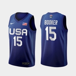 Men's USA Team Devin Booker Away Blue 2021 Tokyo Olympics Jersey