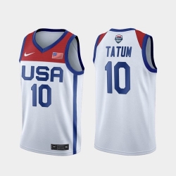 Men's USA Team Jayson Tatum Home White 2021 Tokyo Olympics Jersey