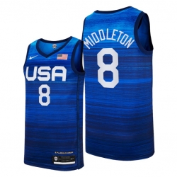 Men's USA Team Khris Middleton Home Blue 2021 Tokyo Olympics Jersey