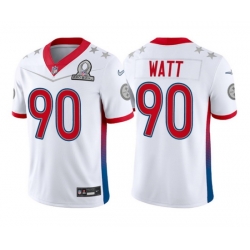 Men 2022 NFL Pro Bowl Pittsburgh Steelers 90 T J Watt AFC White Jersey