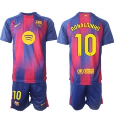 Men FC Barcelona 2026 Soccer Jerseys PinkBlue #10 RONALDINHO