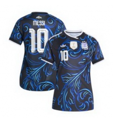 Women 10Lionel Messi Argentina National Team adidas 2026 Away Replica Jersey Black 3