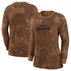 Women Tampa Bay Buccaneers Brown 2023 Salute To Service Long Sleeve T Shirt Run Small