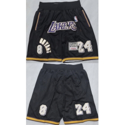 Men Los Angeles Lakers 24 Kobe Bryant Black Shorts  
