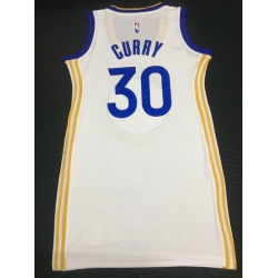 Women Golden Warriors 30 Stephen Curry Dress Stitched Jersey White II