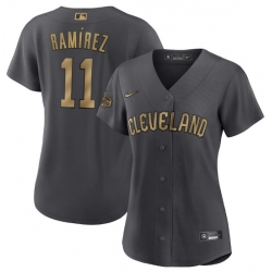 Women Cleveland Guardians 11 Jos E9 Ram EDrez 2022 All Star Charcoal Stitched Baseball Jersey 