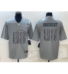 Men Philadelphia Eagles 88 Dallas Goedert Gray Super Bowl LVII Patch Atmosphere Fashion Stitched Jersey