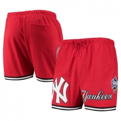 Men New York Yankees Red Team Logo Mesh Shorts