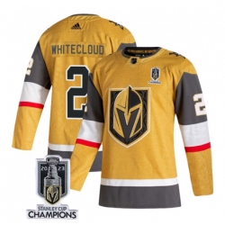 Men Women Youth Vegas Golden Knights #2 Zach Whitecloud Gold 2023 Stanley Cup Champions Stitched Jersey