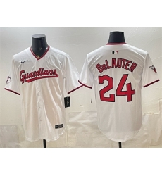 Men Cleveland Guardians 24 Chase DeLauter White Home Limited Stitched Baseball Jersey 593 Men Cleveland Guardians 24 Chase DeLauter White Home Limited Stitched Baseball Jersey 593
