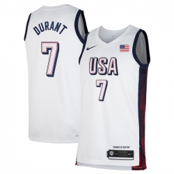 Men USA Basketball 7 Kevin Durant White 2024 Swingman Stitched Jersey