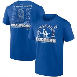 Men Los Angeles Dodgers Royal 2024 World Series Champions Signature Roster T Shirt