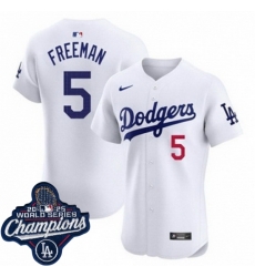Men Los Angeles Dodgers 5 Freddie Freeman Cool Base 2025 World Champions Stitched Baseball Jersey White Men Los Angeles Dodgers 5 Freddie Freeman Cool Base 2025 World Champions Stitched Baseball Jersey White