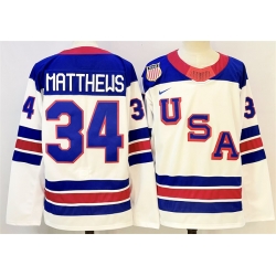 Men USA 34 Auston Matthews White 2025 2026 Stitched Jersey