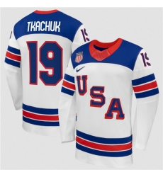 Men's USA #19 Matthew Tkachuk White 2026 Stitched Jersey