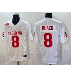 Men Indiana Hoosiers 8 Kaelon Black White F U S E  2025 National Champions Patch Stitched Football Jersey