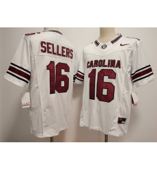 Men South Carolina Fighting Gamecocks 16 LaNorris Sellers White F U S E Stitched Jersey Men South Carolina Fighting Gamecocks 16 LaNorris Sellers White F U S E Stitched Jersey