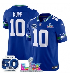Youth Seattle Seahawks 10 Cooper Kupp Royal 2025 F U S E  Super Bowl LX Patch And 50th Season Patch Vapor Throwback Limited Stitched Football Jersey