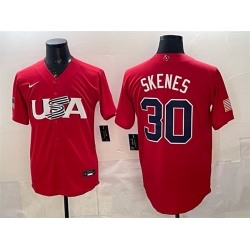 Men USA Baseball 30 Paul Skenes Red World Baseball Classic Stitched Jersey