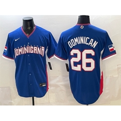 Men Dominican Republic Baseball  26 Dominican Royal 2026 World Baseball Classic Road Stadium Stitched Jersey