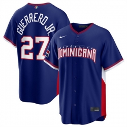 Men Dominican Republic Baseball  27 Vladimir Guerrero Jr  Navy 2026 World Baseball Classic Road Stadium Stitched Jersey