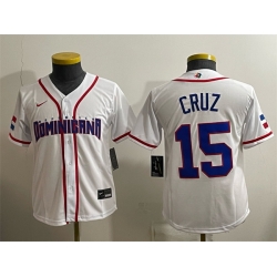 Women Dominican Republic Baseball  15 Oneil Cruz White 2026 World Baseball Classic Home Stadium Stitched Baseball Jersey Run Small 
