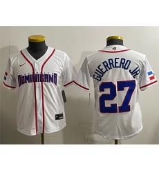 Youth Dominican Republic Baseball  27 Vladimir Guerrero Jr  White 2026 World Baseball Classic Home Stadium Stitched Baseball Jersey