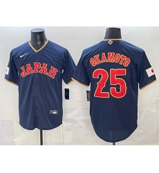 Men Japan Baseball  25 Kazuma Okamoto Navy 2026 World Baseball Classic Road Stadium Stitched Jersey