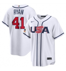 Men USA Baseball  41 Joe Ryan White 2026 World Baseball Classic Home Stadium Stitched Jersey