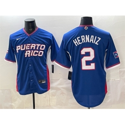 Men Puerto Rico Baseball  2 Darell Hernaiz Royal 2026 World Baseball Classic Road Stadium Stitched Jersey