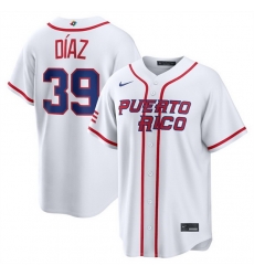 Men Puerto Rico Baseball  39 Edwin D%C3%ADaz White 2026 World Baseball Classic Home Stadium Stitched Jersey