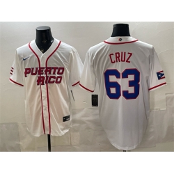 Men Puerto Rico Baseball  63 Fernando Cruz White 2026 World Baseball Classic Home Stadium Stitched Jersey