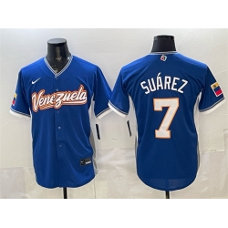 Men Venezuela Baseball  7 Eugenio Suarez Royal 2026 World Baseball Classic Road Stadium Stitched Jersey