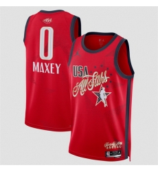 Men 2026 All Star  0 Tyrese Maxey Red Stitched Basketball Jersey