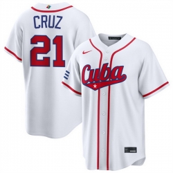 Men Cuba Baseball  21 Naykel Cruz White 2026 World Baseball Classic Home Stadium Stitched Jersey